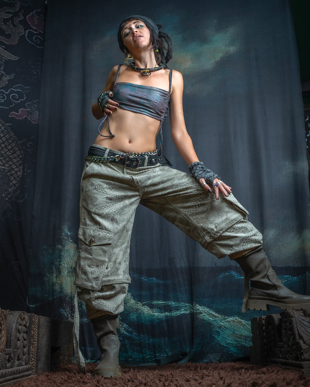 Pants Woman / Baggy Pockets TR Stretchy - Cream DRAGONS